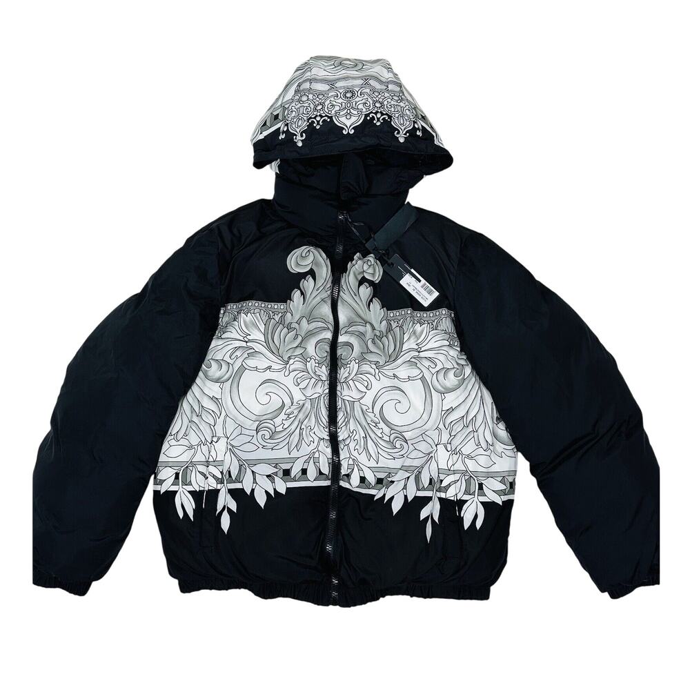 NWT Versace Men 50/ L Medusa Barocco Black White Reversible Puffer Jacket $2,500